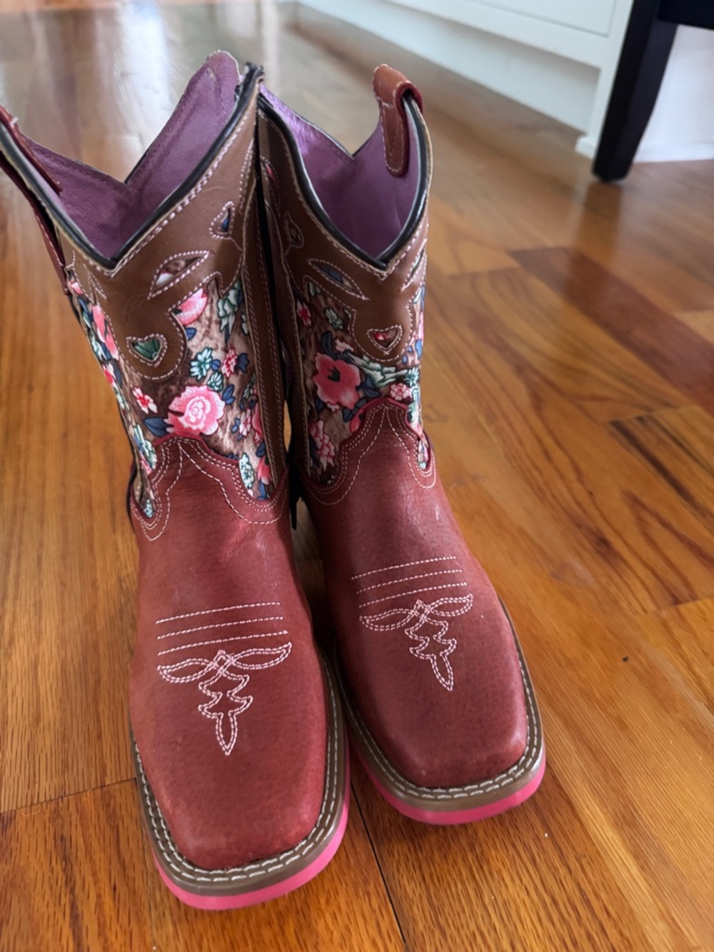 Girl’s Brown Floral Embroidered Western Boots